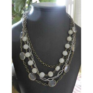 MORNING GLOW Necklace Signed JK by Thirty One Multi Strand Beads & Chains